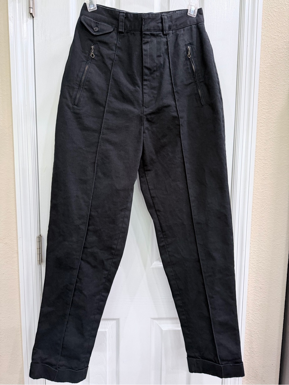 Vintage Ralph Lauren Polo Sport Black High Rise Tapered Equestrian Pants Sz6 XS